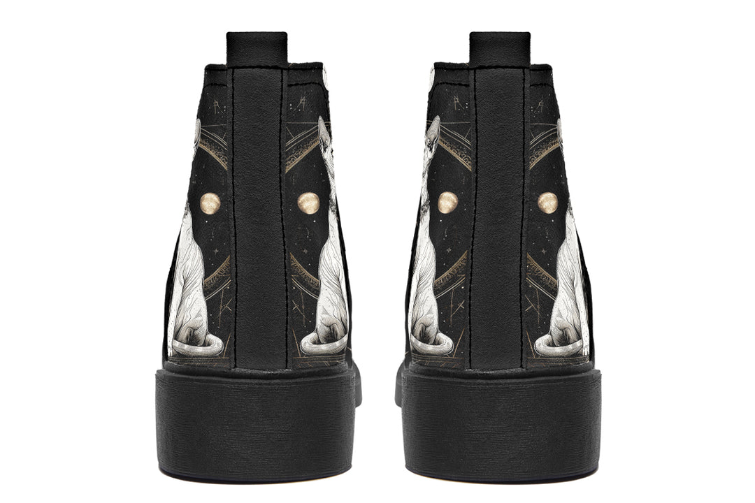 Cosmic Sphynx Cat Chelsea Boots - Comfy Slip-On - Soft & Water-Resistant Micro-Suede Vegan Shoes