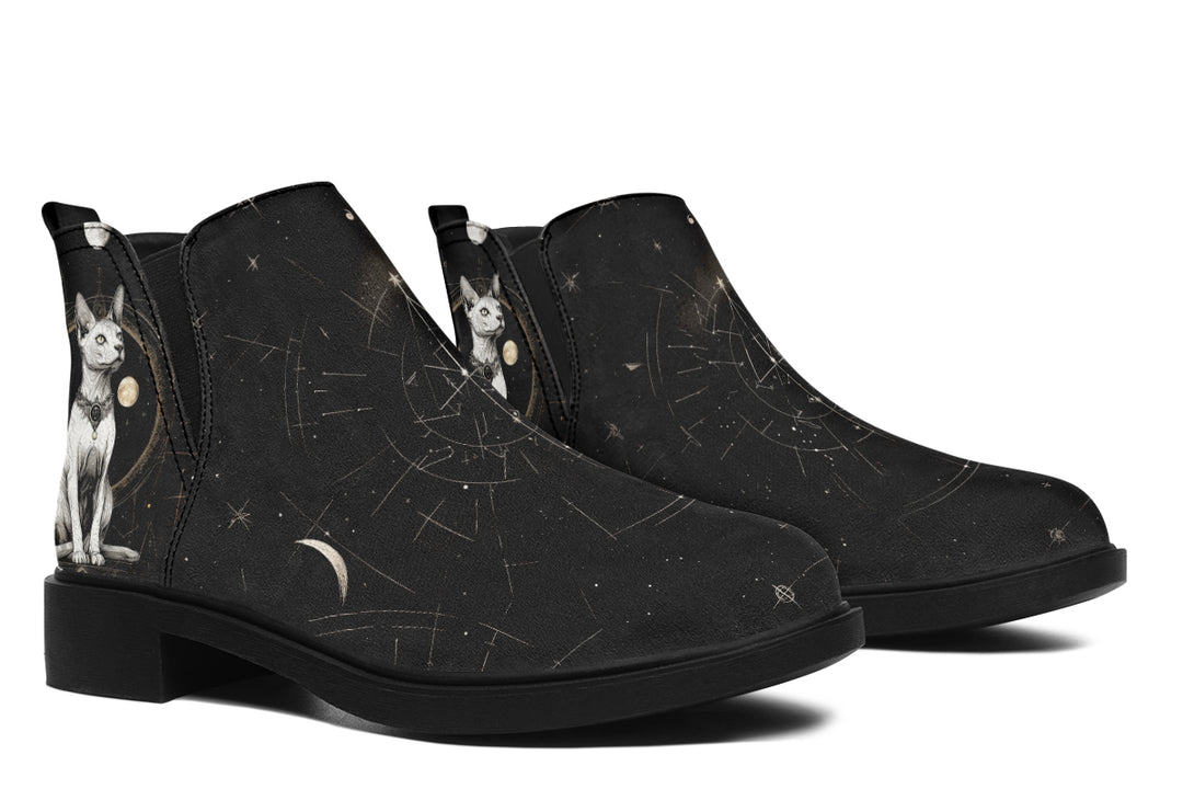 Cosmic Sphynx Cat Chelsea Boots - Comfy Slip-On - Soft & Water-Resistant Micro-Suede Vegan Shoes