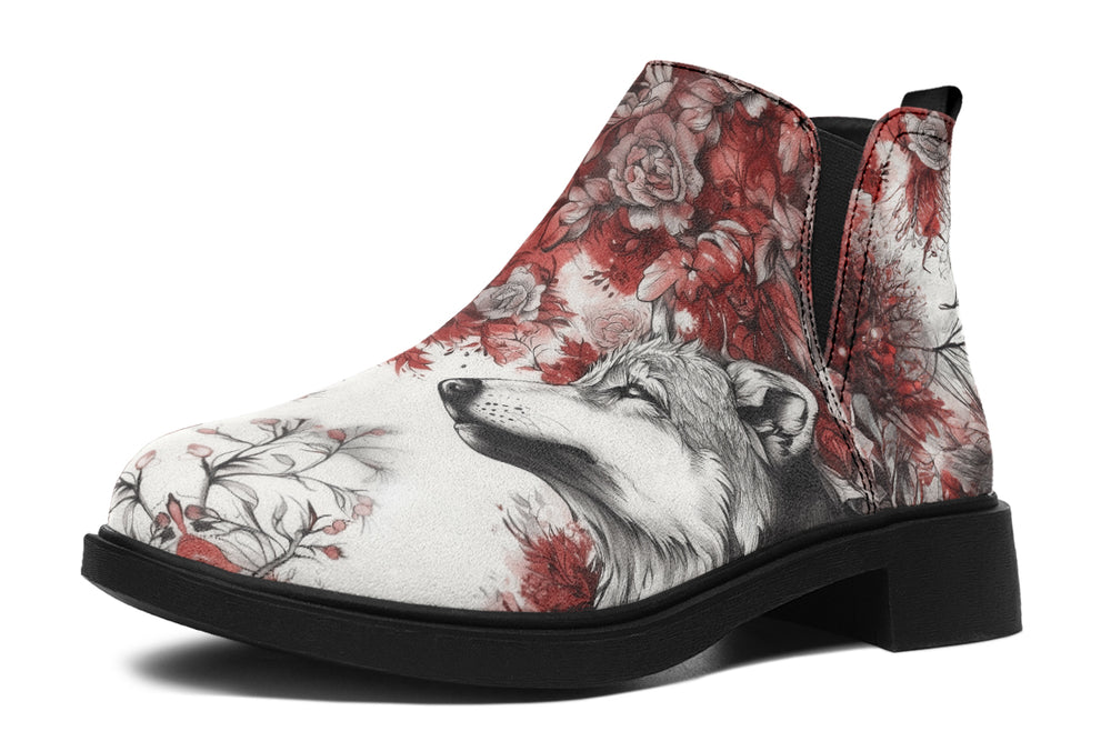 Crimson Wolf Chelsea Boots - Comfy Slip-On - Soft & Water-Resistant Micro-Suede Vegan Shoes