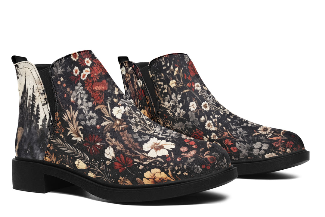 Dark Fairytale Chelsea Boots - Comfy Slip-On - Soft & Water-Resistant Micro-Suede Vegan Shoes