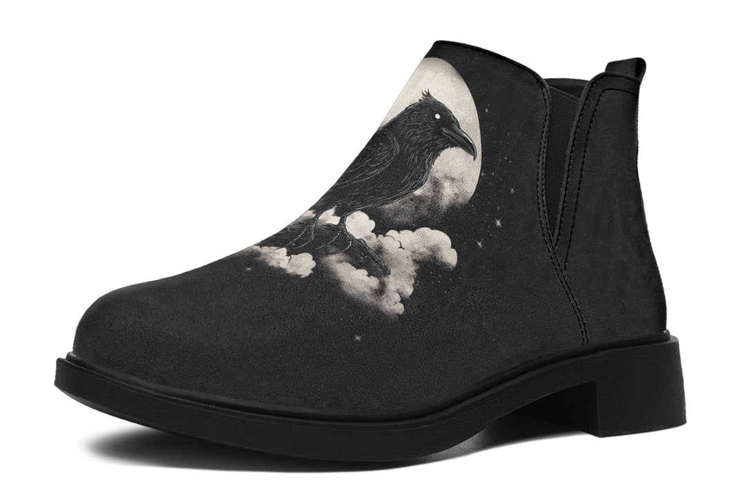 Doom Raven Chelsea Boots - Comfy Slip-On - Soft & Water-Resistant Micro-Suede Vegan Shoes