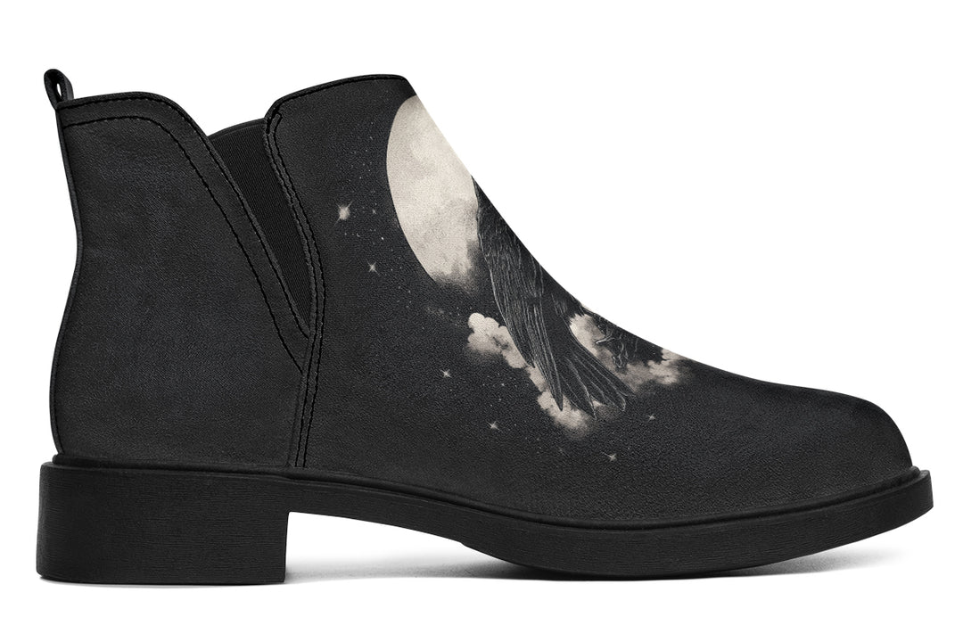 Doom Raven Chelsea Boots - Comfy Slip-On - Soft & Water-Resistant Micro-Suede Vegan Shoes