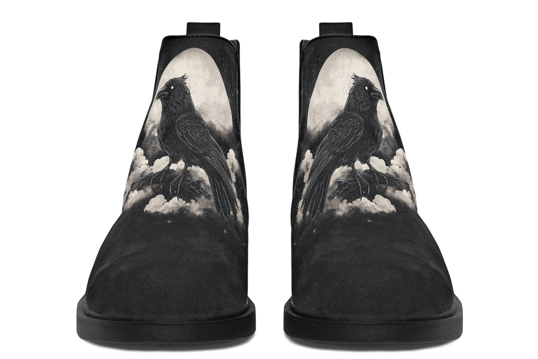 Doom Raven Chelsea Boots - Comfy Slip-On - Soft & Water-Resistant Micro-Suede Vegan Shoes