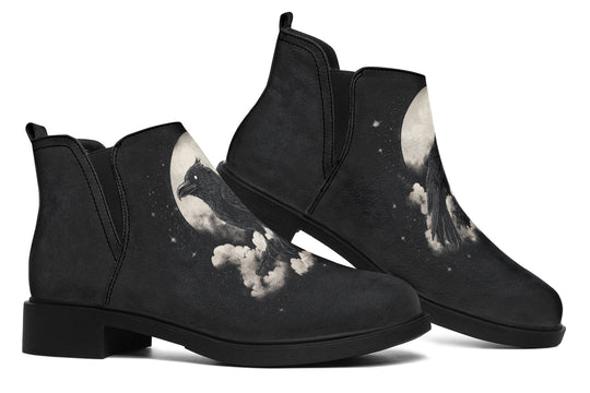 Doom Raven Chelsea Boots - Comfy Slip-On - Soft & Water-Resistant Micro-Suede Vegan Shoes