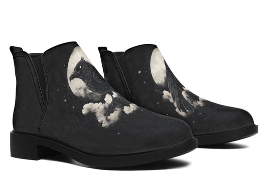 Doom Raven Chelsea Boots - Comfy Slip-On - Soft & Water-Resistant Micro-Suede Vegan Shoes