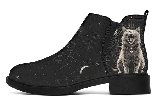 Eclipse Cat Chelsea Boots - Comfy Slip-On - Soft & Water-Resistant Micro-Suede Vegan Shoes