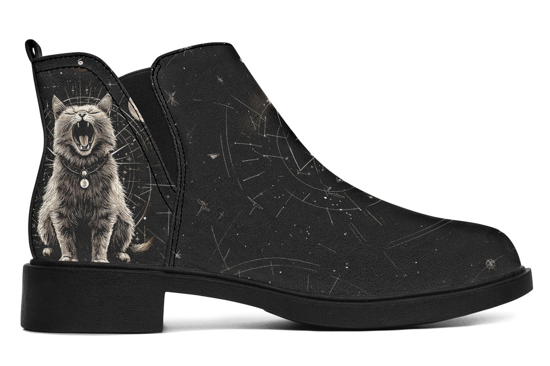 Eclipse Cat Chelsea Boots - Comfy Slip-On - Soft & Water-Resistant Micro-Suede Vegan Shoes