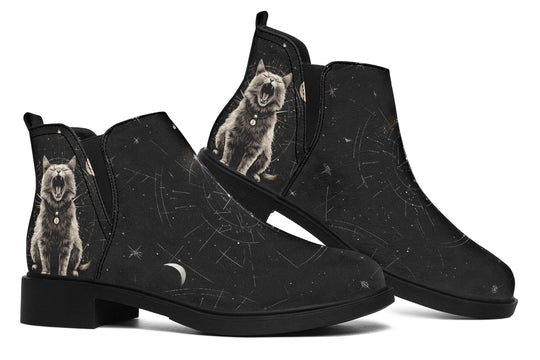 Eclipse Cat Chelsea Boots - Comfy Slip-On - Soft & Water-Resistant Micro-Suede Vegan Shoes