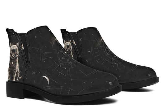 Eclipse Cat Chelsea Boots - Comfy Slip-On - Soft & Water-Resistant Micro-Suede Vegan Shoes