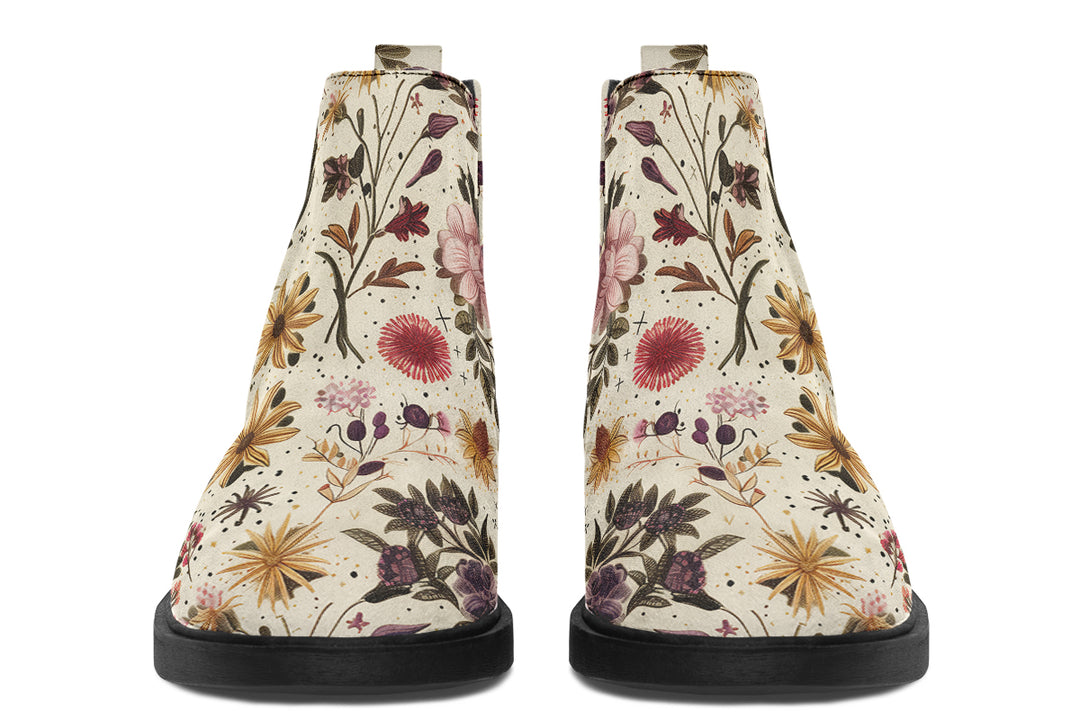 Enchanted Blossoms Chelsea Boots - Comfy Slip-On - Soft & Water-Resistant Micro-Suede Vegan Shoes