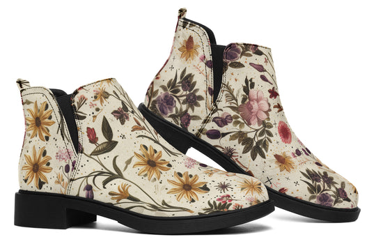 Enchanted Blossoms Chelsea Boots - Comfy Slip-On - Soft & Water-Resistant Micro-Suede Vegan Shoes