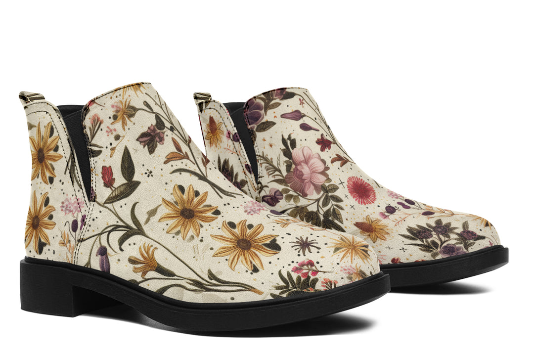 Enchanted Blossoms Chelsea Boots - Comfy Slip-On - Soft & Water-Resistant Micro-Suede Vegan Shoes