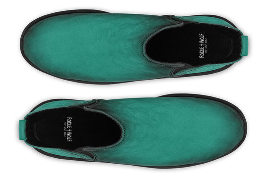 Enchanted Emerald Chelsea Boots - Comfy Slip-On - Soft & Water-Resistant Micro-Suede Vegan Shoes