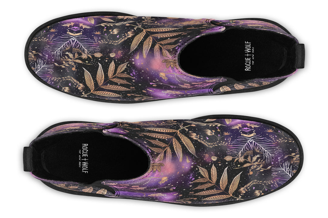 Galactic Bloom Chelsea Boots - Comfy Slip-On - Soft & Water-Resistant Micro-Suede Vegan Shoes