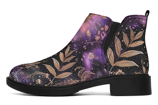 Galactic Bloom Chelsea Boots - Comfy Slip-On - Soft & Water-Resistant Micro-Suede Vegan Shoes