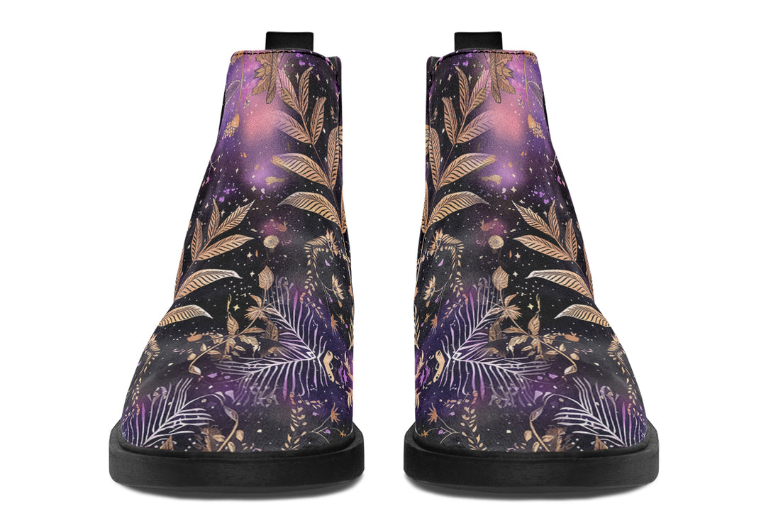 Galactic Bloom Chelsea Boots - Comfy Slip-On - Soft & Water-Resistant Micro-Suede Vegan Shoes