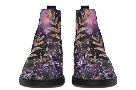 Galactic Bloom Chelsea Boots - Comfy Slip-On - Soft & Water-Resistant Micro-Suede Vegan Shoes