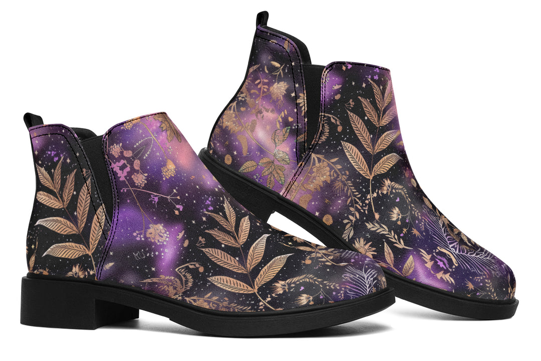 Galactic Bloom Chelsea Boots - Comfy Slip-On - Soft & Water-Resistant Micro-Suede Vegan Shoes