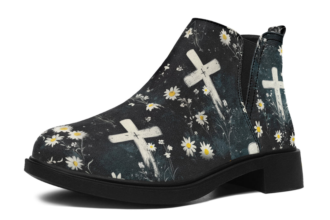 Graveyard Bloom Chelsea Boots - Comfy Slip-On - Soft & Water-Resistant Micro-Suede Vegan Shoes