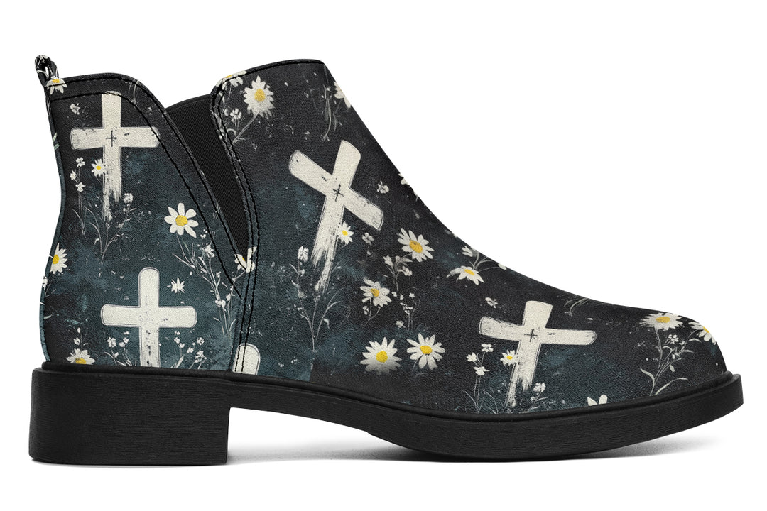 Graveyard Bloom Chelsea Boots - Comfy Slip-On - Soft & Water-Resistant Micro-Suede Vegan Shoes