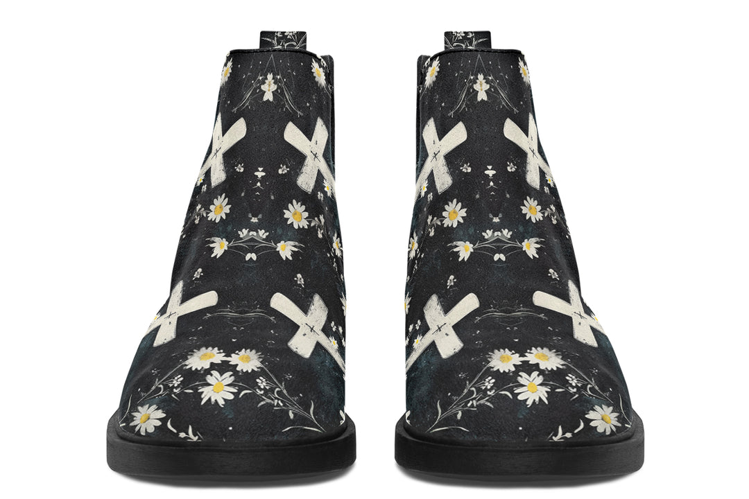 Graveyard Bloom Chelsea Boots - Comfy Slip-On - Soft & Water-Resistant Micro-Suede Vegan Shoes