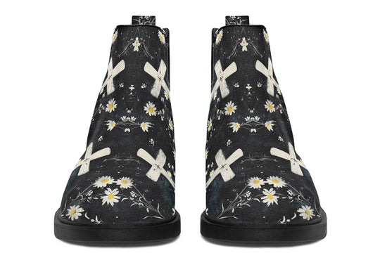 Graveyard Bloom Chelsea Boots - Comfy Slip-On - Soft & Water-Resistant Micro-Suede Vegan Shoes