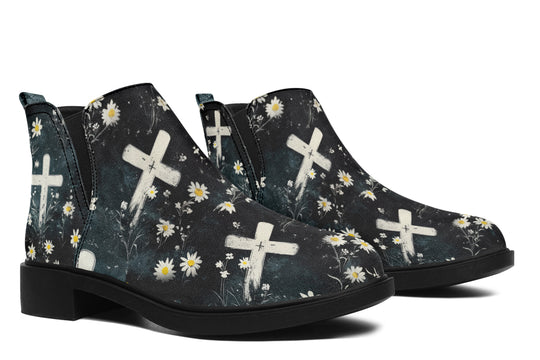 Graveyard Bloom Chelsea Boots - Comfy Slip-On - Soft & Water-Resistant Micro-Suede Vegan Shoes