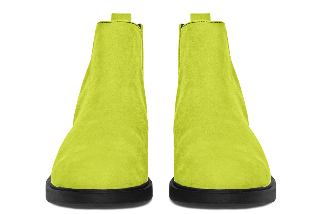 Lime Punch Chelsea Boots - Comfy Slip-On - Soft & Water-Resistant Micro-Suede Vegan Shoes