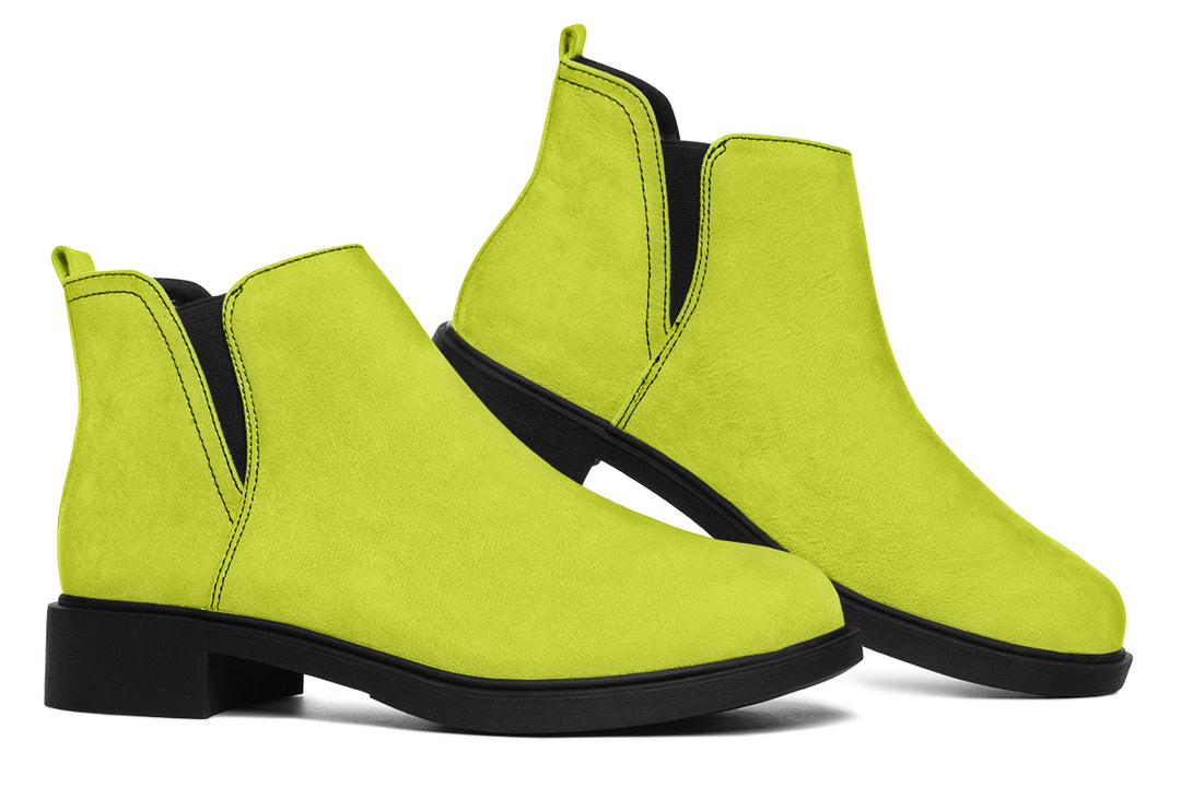 Lime Punch Chelsea Boots - Comfy Slip-On - Soft & Water-Resistant Micro-Suede Vegan Shoes