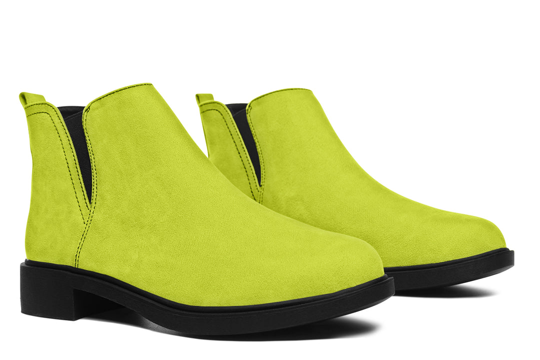 Lime Punch Chelsea Boots - Comfy Slip-On - Soft & Water-Resistant Micro-Suede Vegan Shoes