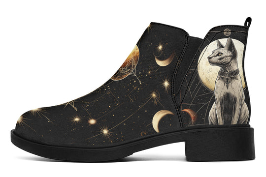 Lunar Sphynx Cat Chelsea Boots - Comfy Slip-On - Soft & Water-Resistant Micro-Suede Vegan Shoes