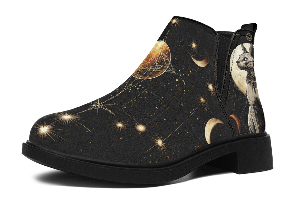 Lunar Sphynx Cat Chelsea Boots - Comfy Slip-On - Soft & Water-Resistant Micro-Suede Vegan Shoes