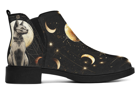 Lunar Sphynx Cat Chelsea Boots - Comfy Slip-On - Soft & Water-Resistant Micro-Suede Vegan Shoes