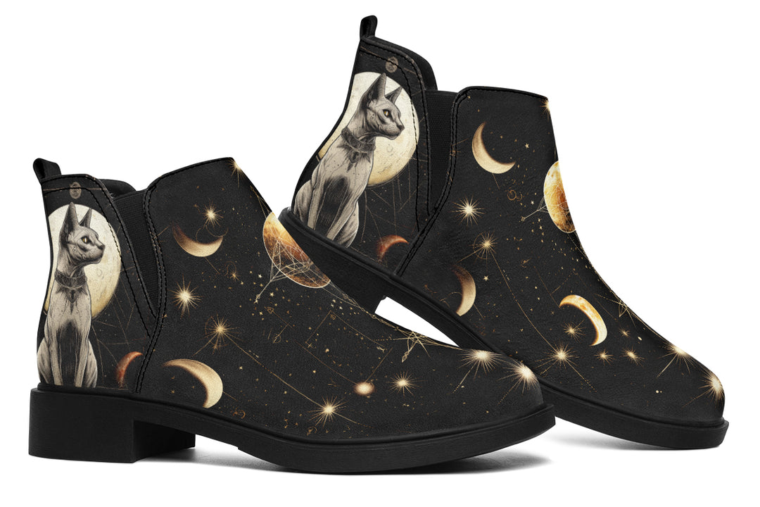 Lunar Sphynx Cat Chelsea Boots - Comfy Slip-On - Soft & Water-Resistant Micro-Suede Vegan Shoes