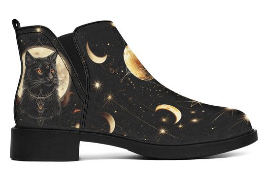 Midnight Cat Chelsea Boots - Comfy Slip-On - Soft & Water-Resistant Micro-Suede Vegan Shoes