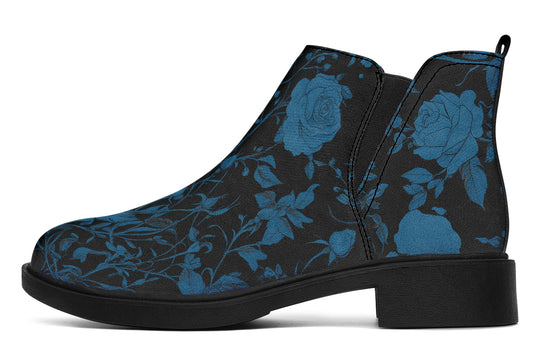 Midnight Rose Romance Chelsea Boots - Comfy Slip-On - Soft & Water-Resistant Micro-Suede Vegan Shoes