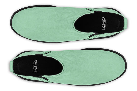 Mint Green Chelsea Boots - Comfy Slip-On - Soft & Water-Resistant Micro-Suede Vegan Shoes