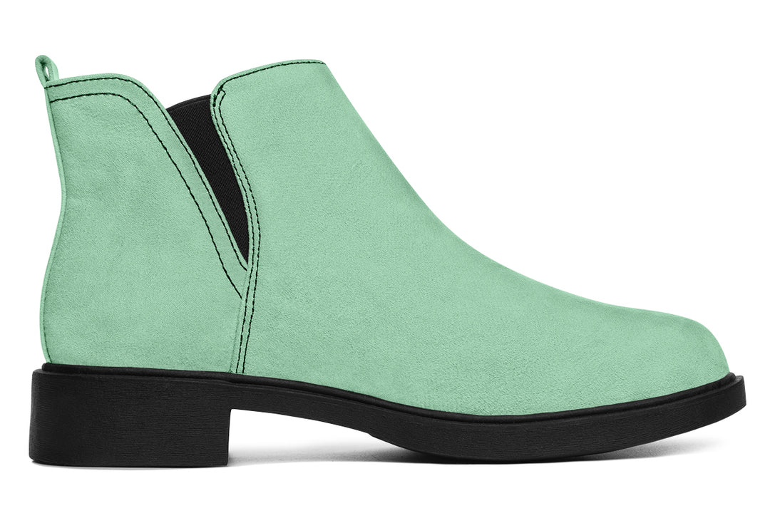 Mint Green Chelsea Boots - Comfy Slip-On - Soft & Water-Resistant Micro-Suede Vegan Shoes