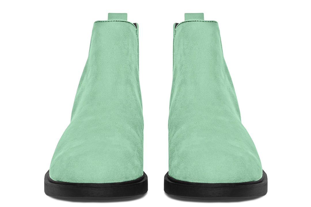 Mint Green Chelsea Boots - Comfy Slip-On - Soft & Water-Resistant Micro-Suede Vegan Shoes