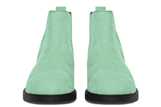 Mint Green Chelsea Boots - Comfy Slip-On - Soft & Water-Resistant Micro-Suede Vegan Shoes