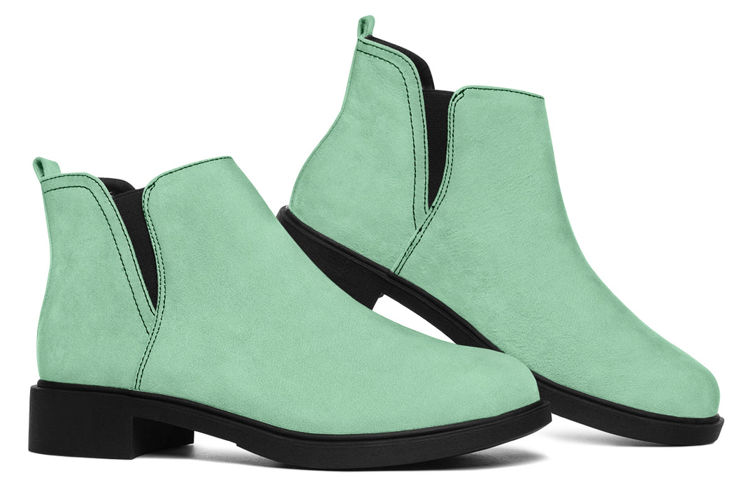 Mint Green Chelsea Boots - Comfy Slip-On - Soft & Water-Resistant Micro-Suede Vegan Shoes