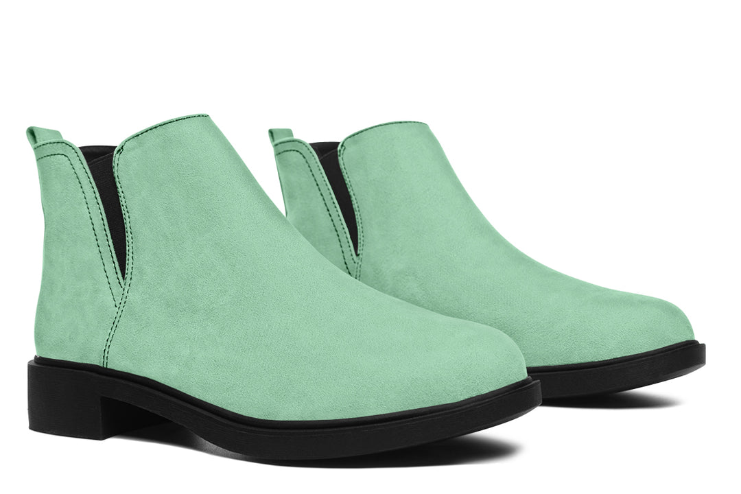 Mint Green Chelsea Boots - Comfy Slip-On - Soft & Water-Resistant Micro-Suede Vegan Shoes