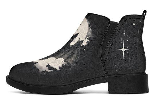 Moonlit Bat Chelsea Boots - Comfy Slip-On - Soft & Water-Resistant Micro-Suede Vegan Shoes