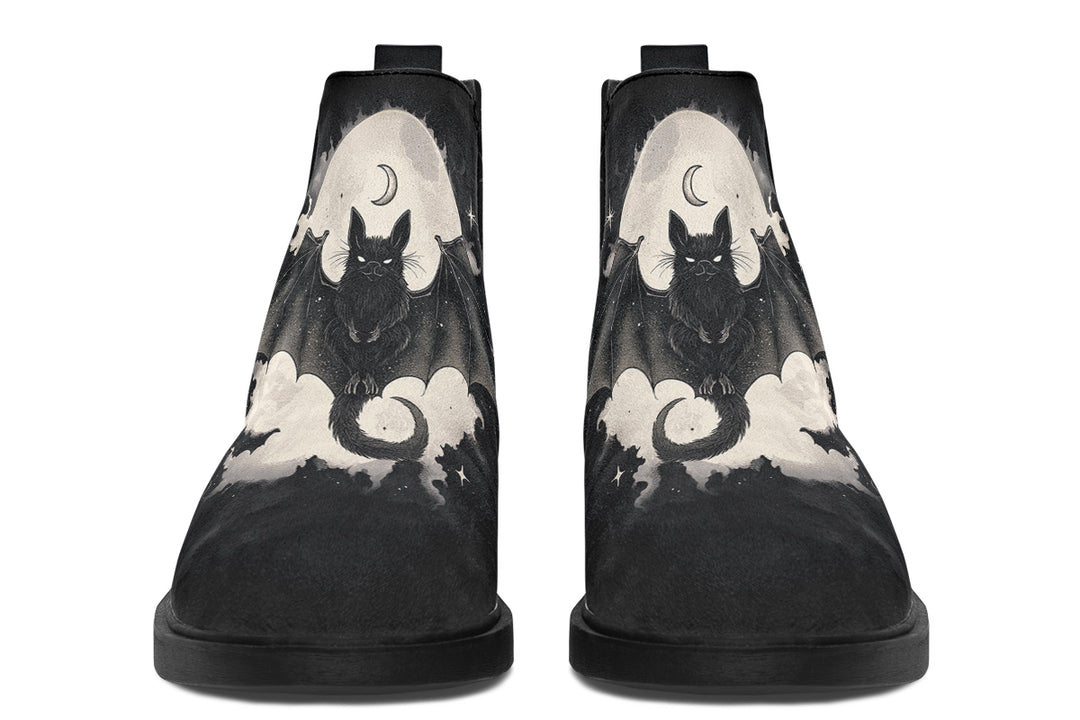 Moonlit Bat Chelsea Boots - Comfy Slip-On - Soft & Water-Resistant Micro-Suede Vegan Shoes