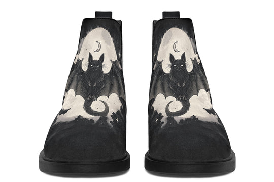 Moonlit Bat Chelsea Boots - Comfy Slip-On - Soft & Water-Resistant Micro-Suede Vegan Shoes