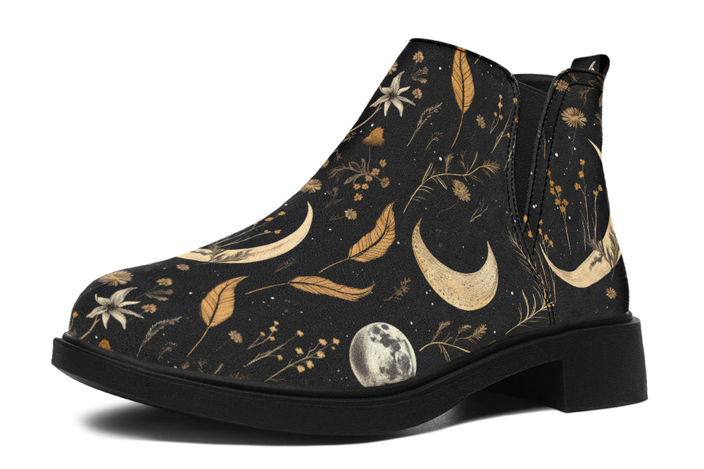 Moonlit Botanica Chelsea Boots - Comfy Slip-On - Soft & Water-Resistant Micro-Suede Vegan Shoes