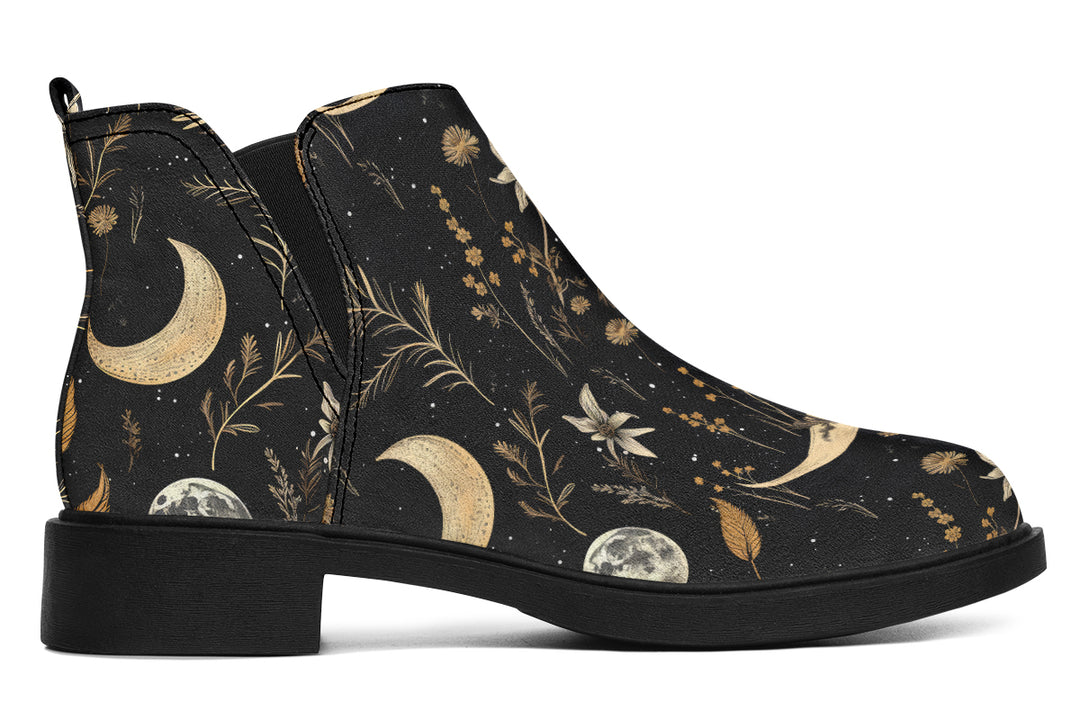 Moonlit Botanica Chelsea Boots - Comfy Slip-On - Soft & Water-Resistant Micro-Suede Vegan Shoes