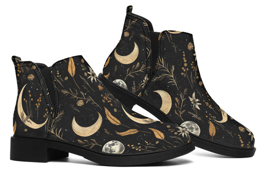 Moonlit Botanica Chelsea Boots - Comfy Slip-On - Soft & Water-Resistant Micro-Suede Vegan Shoes