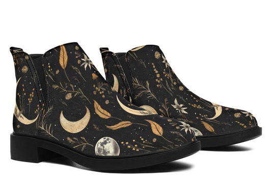 Moonlit Botanica Chelsea Boots - Comfy Slip-On - Soft & Water-Resistant Micro-Suede Vegan Shoes