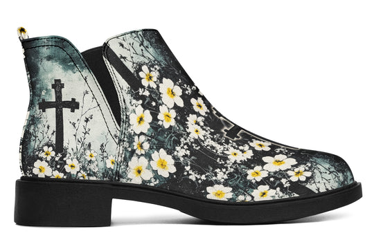 Mourning Petals Chelsea Boots - Comfy Slip-On - Soft & Water-Resistant Micro-Suede Vegan Shoes